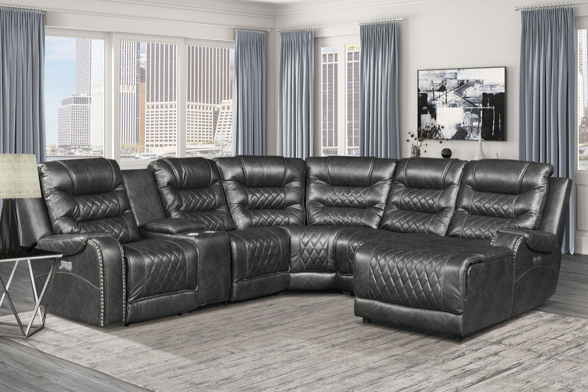 9405GY*6LRRC 6-Piece Modular Power Reclining Sectional with Right Chaise