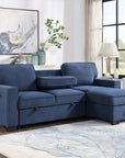 SH8891BLU* 2PC SECTIONAL W/ PULL-OUT BED & LAF CHAISE WITH STORAGE