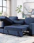 SH8891BLU* 2PC SECTIONAL W/ PULL-OUT BED & LAF CHAISE WITH STORAGE