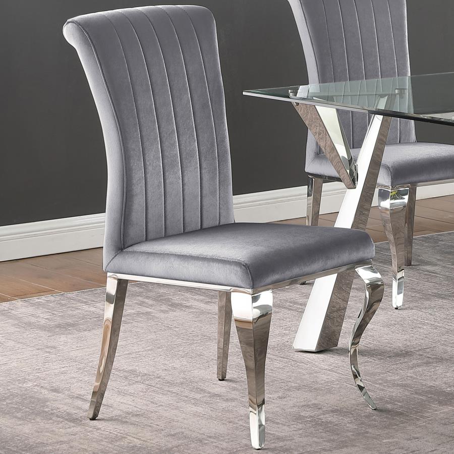 Upholstered Side Chairs Grey and Chrome