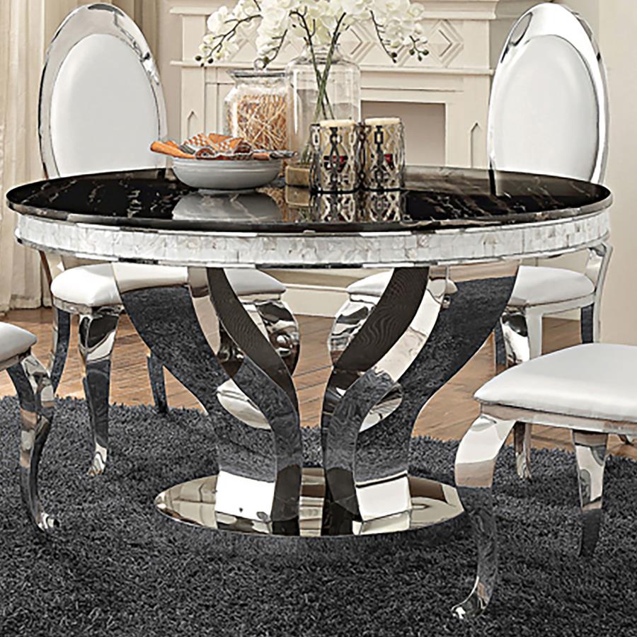 Round Dining Table Chrome and Black