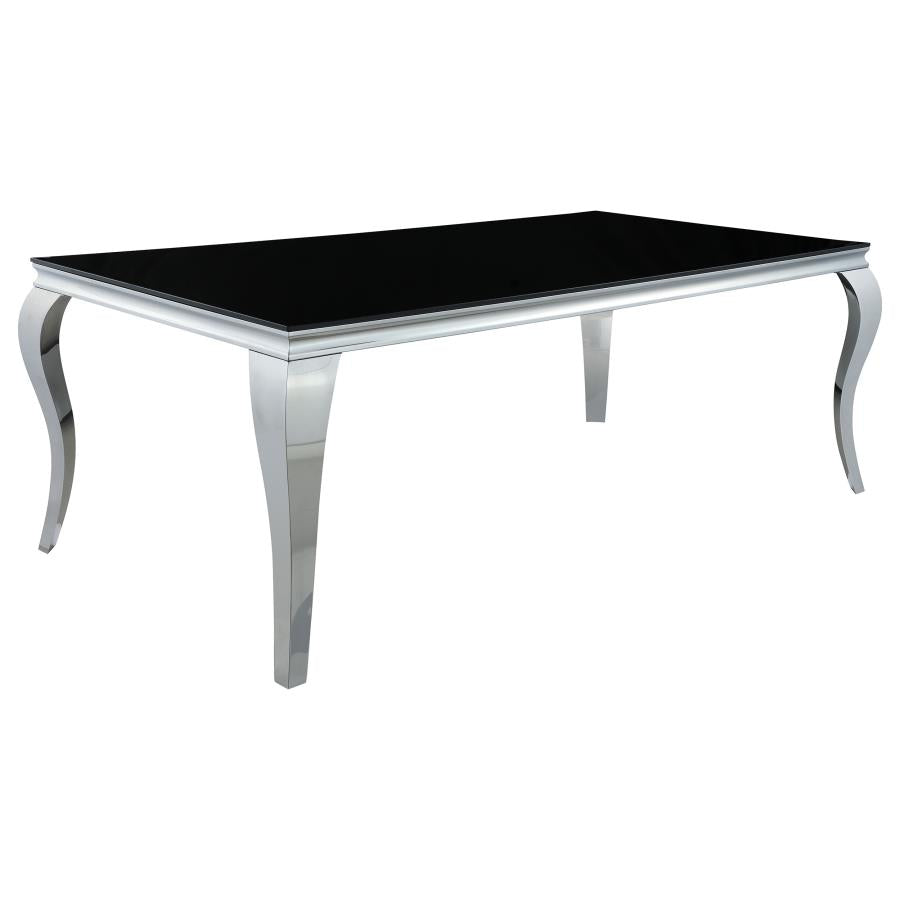 Rectangular Glass Top Dining Table Black and Chrome