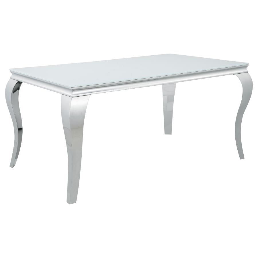Rectangular Glass Top Dining Table White and Chrome