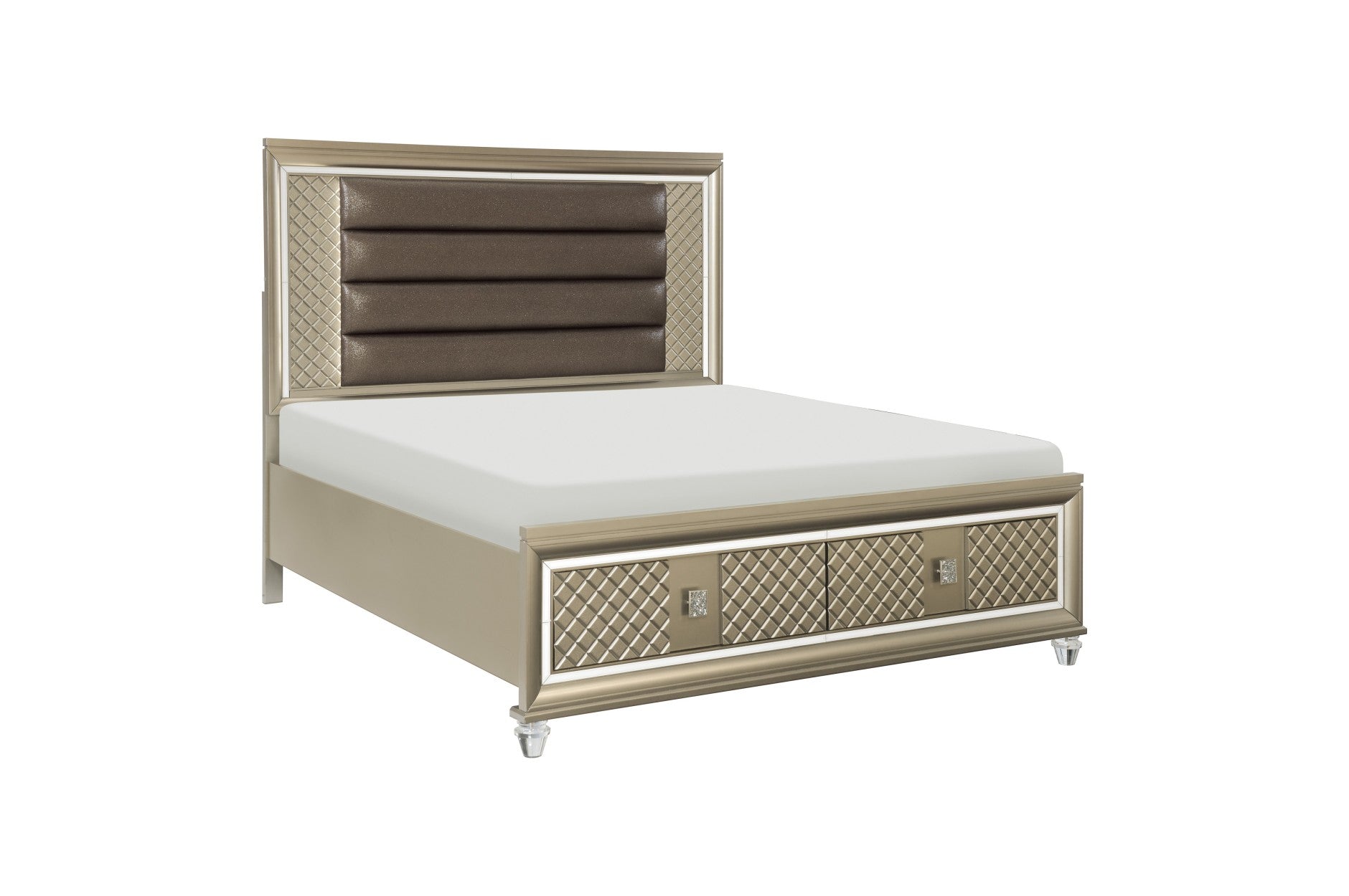 Eastern King Platform Bed with LED Lighting and Storage Footboard