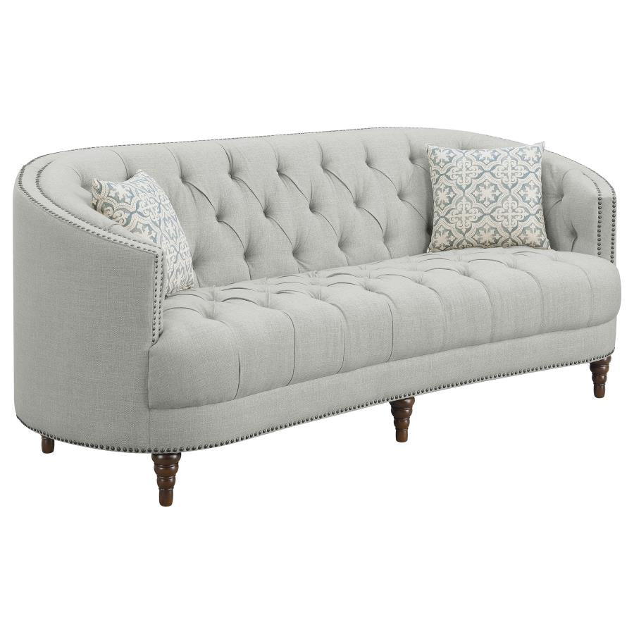 Sloped Arm Upholstered Sofa Trim Grey