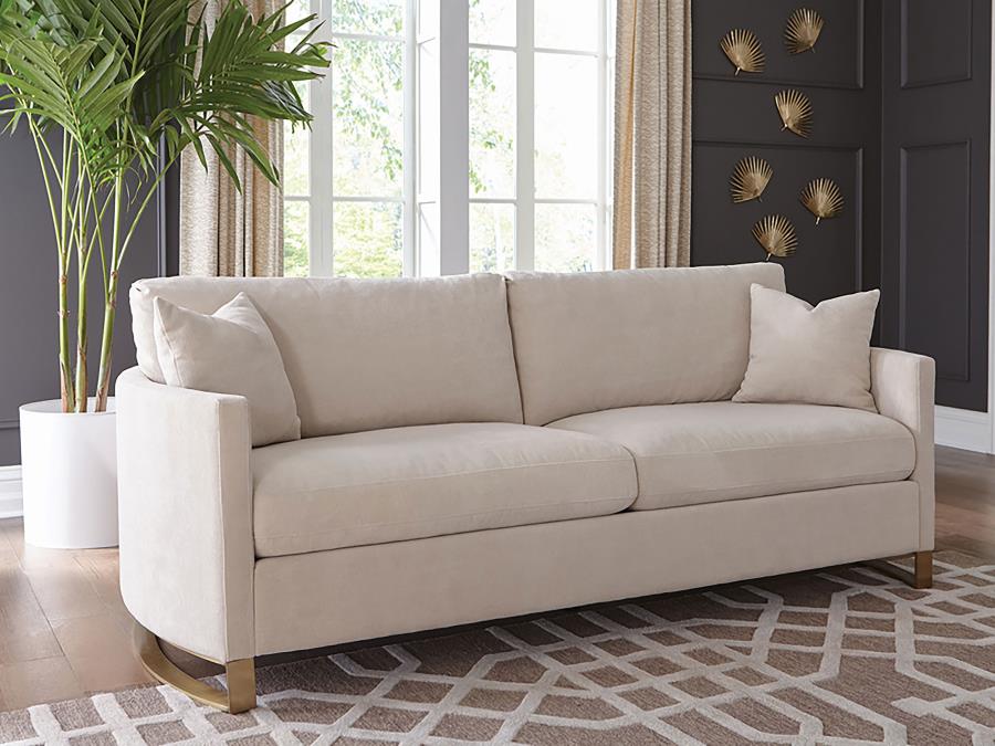 Upholstered Arched Arms Sofa Beige
