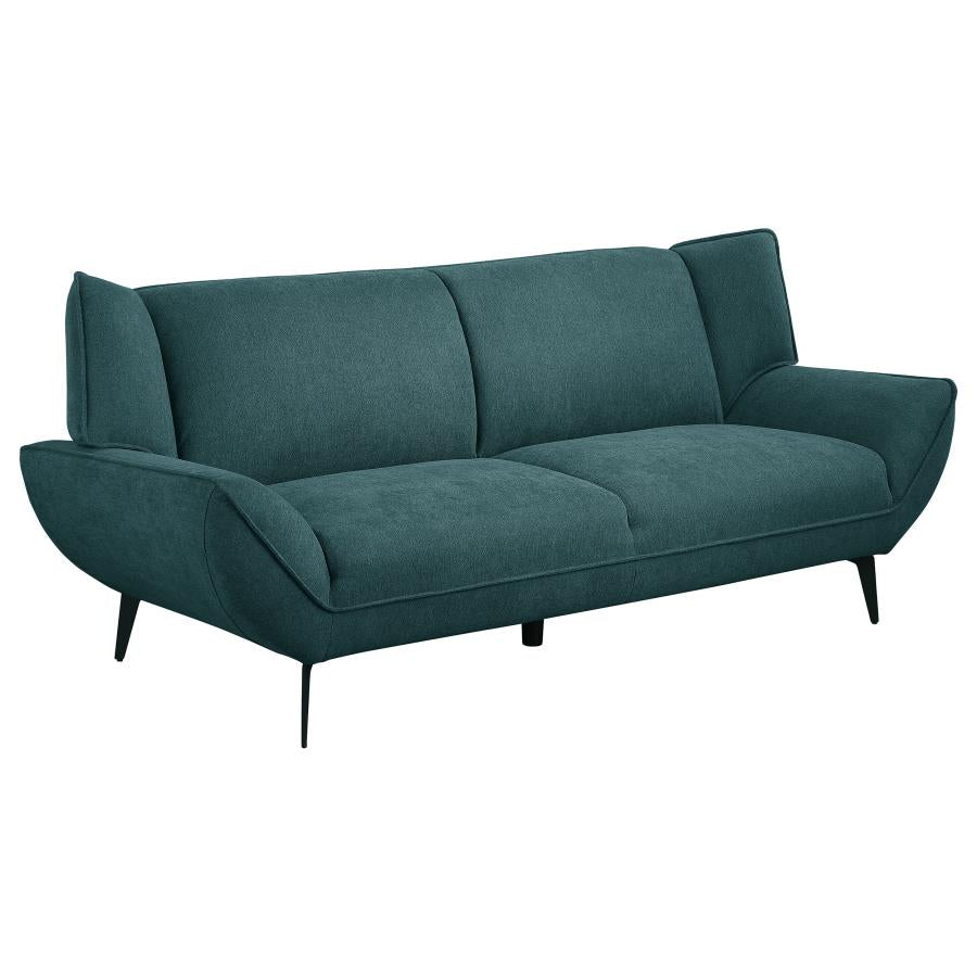 Upholstered Flared Arm Sofa Teal Blue