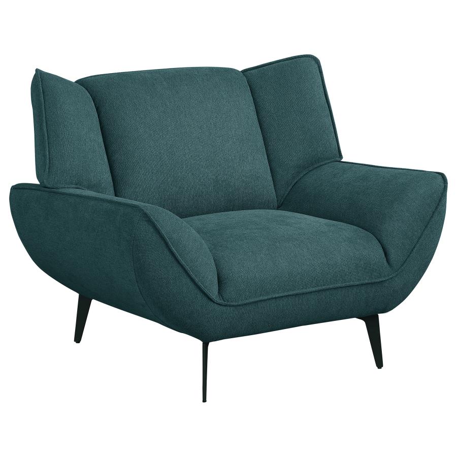 Upholstered Flared Arm Chair Teal Blue
