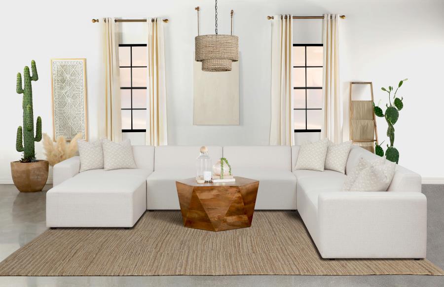 7-piece Upholstered Modular Sectional Pearl