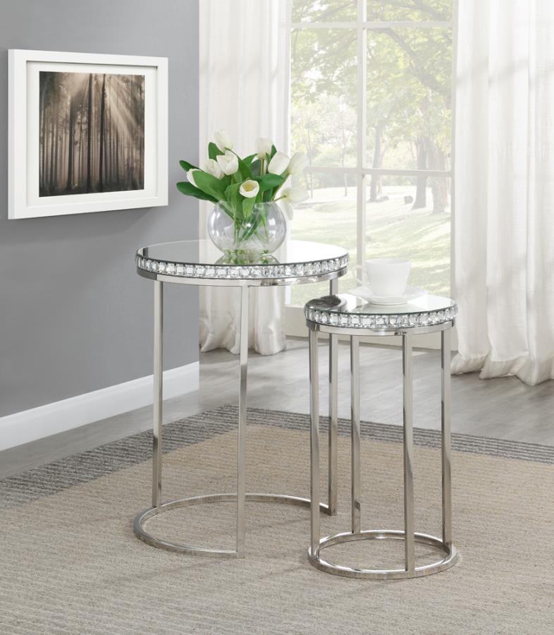 2-piece Round Nesting Table Silver