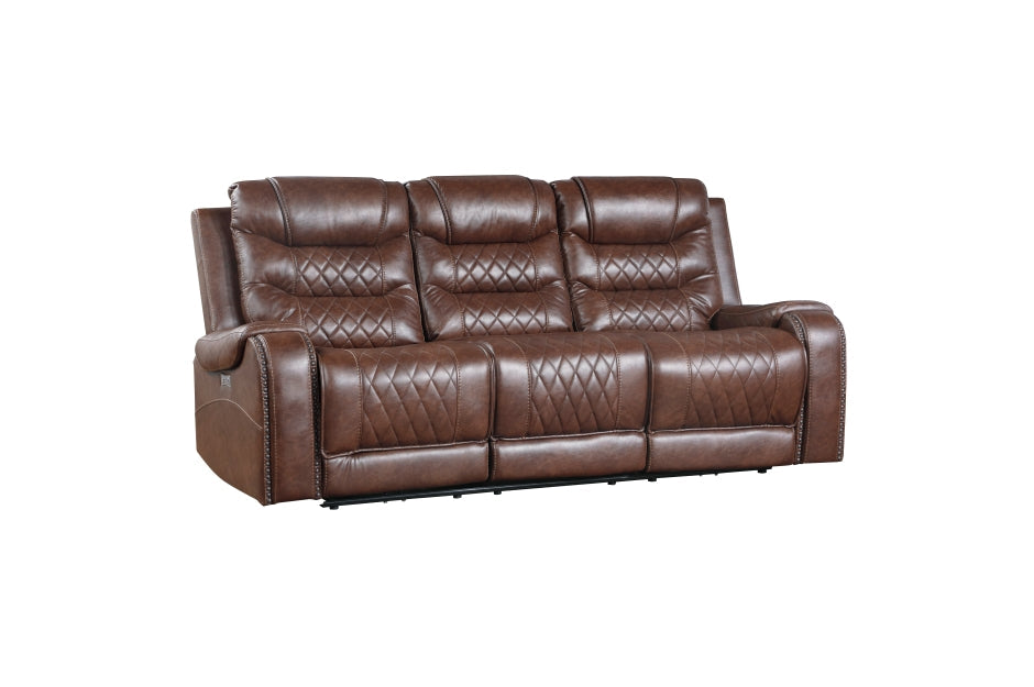 Power Double Reclining Sofa with Center Drop-Down Cup Holders, Receptacles and USB Ports
