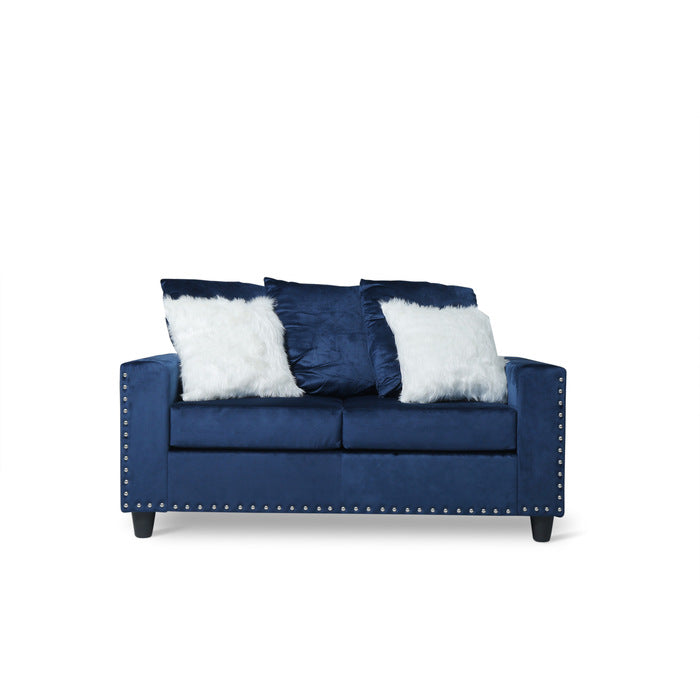 Love Seat W/Blue Velvet W/2 Pillow