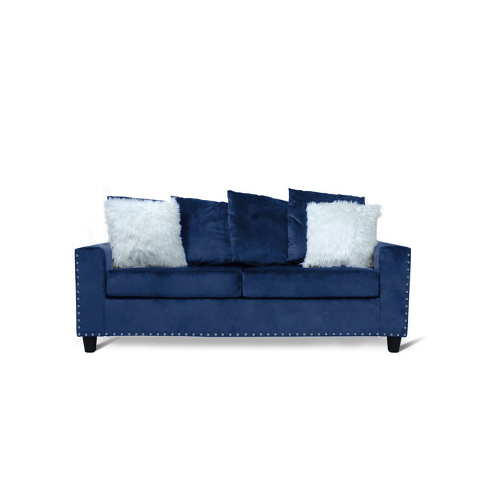 Sofa W/Blue Velvet W/2 Pillow