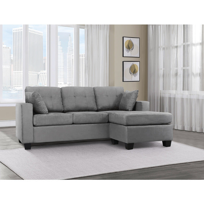 Reversible Sofa Chaise, Gray Fabric