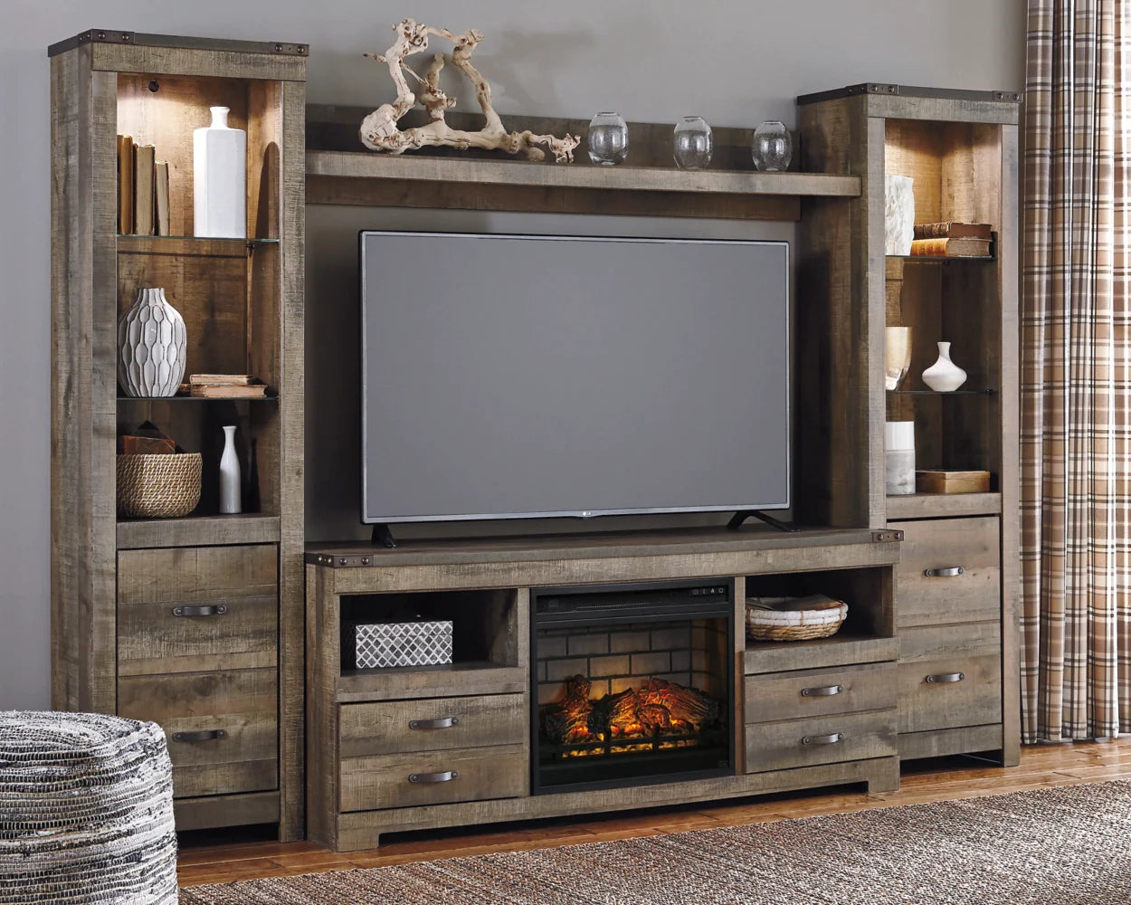 4-Piece Entertainment Center with Electric Fireplace