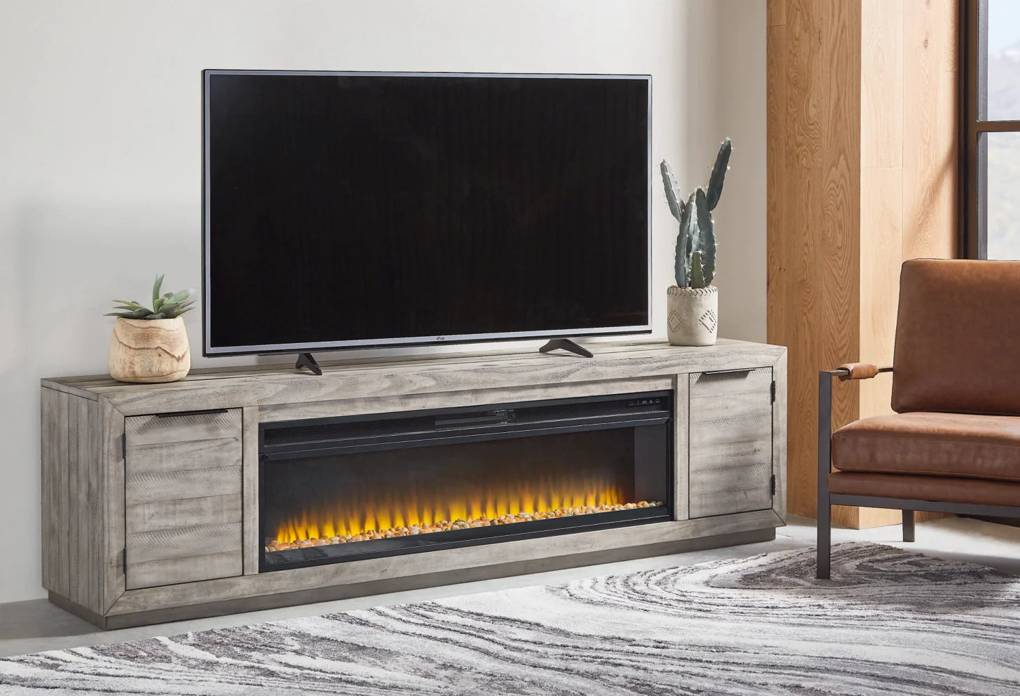 92&quot; TV Stand with Electric Fireplace
